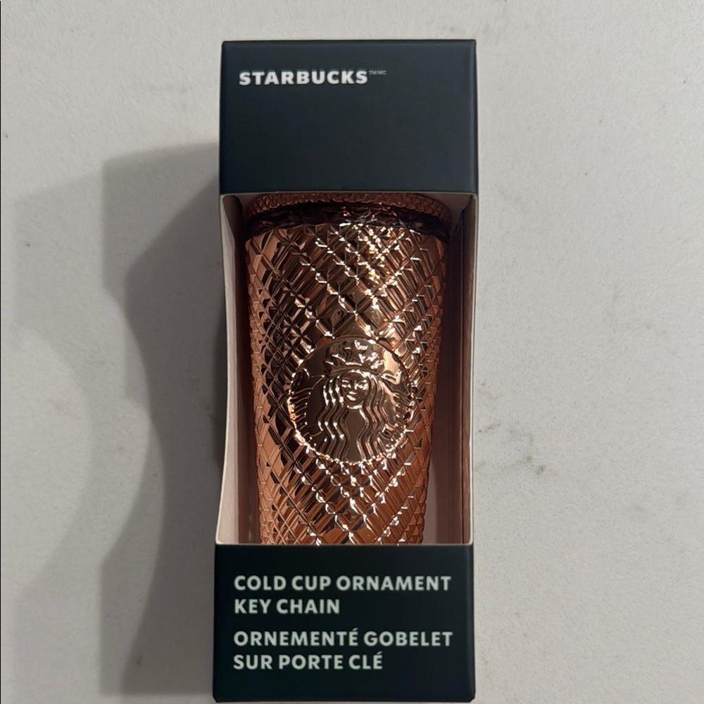 Starbucks Cold Cup Ornament Metallic Rose Gold NIB